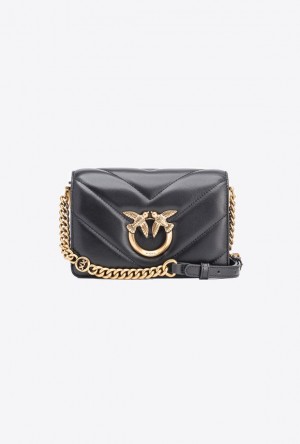 Pinko Mini Love Bag Click Big Chevron BLACK-ANTIQUE GOLD | SN-PKO32782