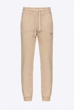 Pinko Old-wash Joggers With Embroidery RAINY-DAY BEIGE | SN-PKO33691