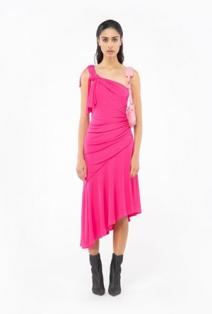 Pinko One-shoulder Dress With Flounce BEETROOT | SN-PKO32973