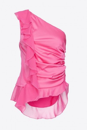 Pinko One-shoulder Top With Ruffle FUCHSIA PURPLE | SN-PKO33257