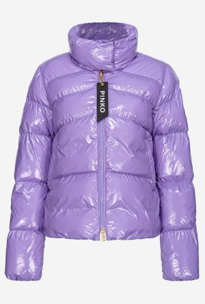 Pinko Padded Crystal Nylon Pea Jacket KASHMIR PURPLE | SN-PKO33581