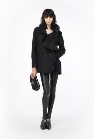 Pinko Pea Coat With Large Ruching LIMO BLACK | SN-PKO33660