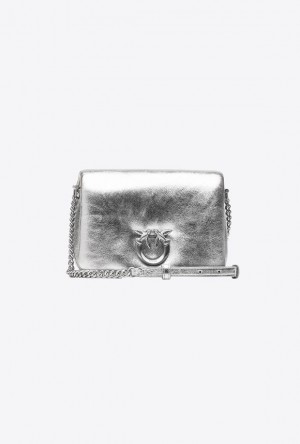 Pinko Pinko Galleria Baby Love Bag Click Puff In Laminated Nappa Leather SILVER-BLOCK COLOUR | SN-PKO32920