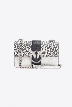 Pinko Pinko Galleria Caviar Leather Mini Love Bag One WHITE/BLACK-OLD SILVER | SN-PKO32795