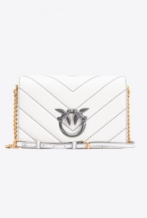 Pinko Pinko Galleria Classic Love Bag Click Big Chevron Opposite SILK WHITE+COLOUR CONTRASTING COLOUR | SN-PKO32418