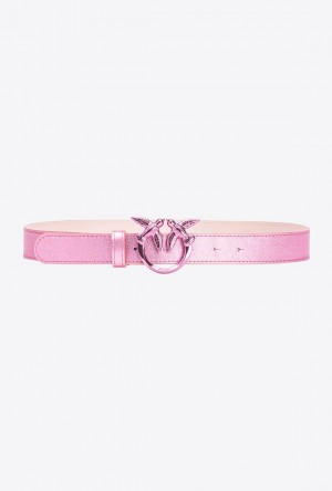 Pinko Pinko Galleria Laminated Pink Belt With Love Birds 3cm BLUSH PINK-BLOCK COLOUR | SN-PKO34188