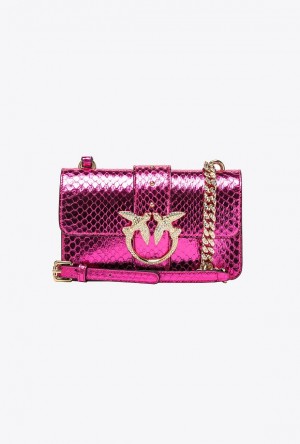 Pinko Pinko Galleria Laminated Reptile Mini Love Bag One FUCHSIA-SHINY GOLD | SN-PKO32938