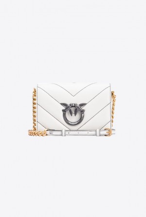 Pinko Pinko Galleria Mini Love Bag Click Big Chevron Opposite SILK WHITE+COLOUR CONTRASTING COLOUR | SN-PKO32416