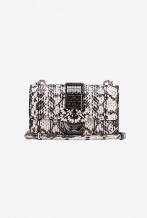 Pinko Pinko Galleria Mini Love Bag One In Reptile And Crocodile-print Leather ZZ1L | SN-PKO32913