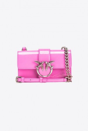 Pinko Pinko Galleria Shiny Shaded Leather Mini Love Bag One ROSE PETAL-OLD SILVER | SN-PKO32965