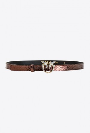 Pinko Pinko Galleria Thin Laminated Reptile Skin Belt PURPLE-SHINY GOLD | SN-PKO34193