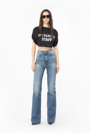 Pinko Pinko Staff Crop Top BLACK/WHITE | SN-PKO33287