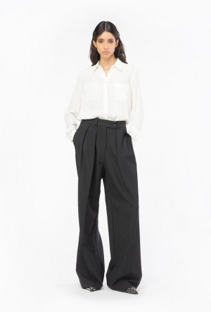 Pinko Pinstriped Palazzo Trousers BLACK/WHITE | SN-PKO33792