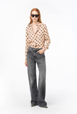 Pinko Polka-dot Shirt NUDE/BLACK | SN-PKO33172