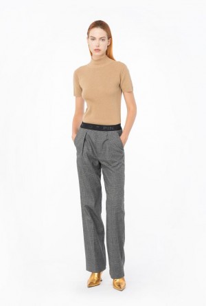 Pinko Prince-of-wales Trousers With Elasticated Waist GREY/BLACK | SN-PKO33783