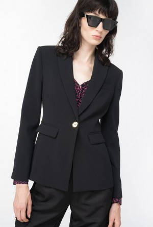 Pinko Single-breasted Stretch Blazer LIMO BLACK | SN-PKO33943