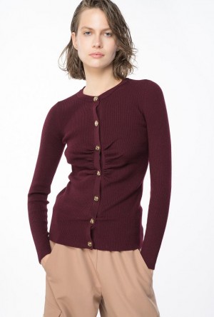 Pinko Slim-fit Ribbed Cardigan BURGUNDY-PORT ROYALE | SN-PKO33900