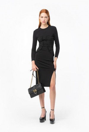 Pinko Slim-fitting Dress With Georgette Details LIMO BLACK | SN-PKO33067