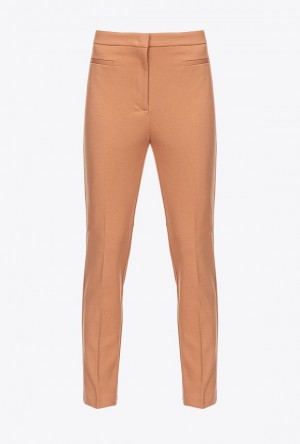 Pinko Slim-fitting Technical Fabric Trousers MOCHA MOUSSE | SN-PKO33700