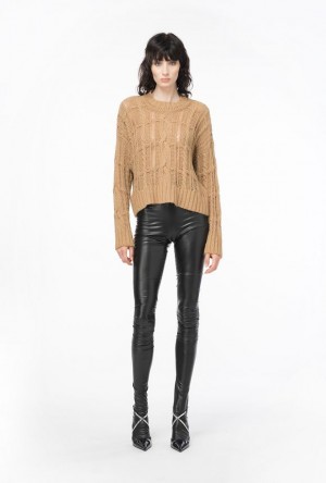 Pinko Soft Cable-knit Sweater TANNIN BEIGE | SN-PKO33455