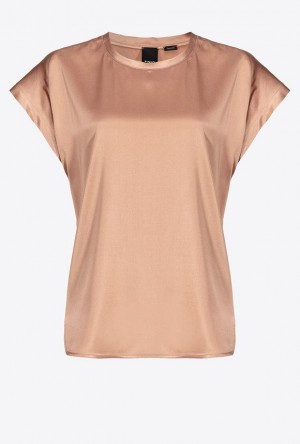 Pinko Stretch Satin Top DARK LATTE | SN-PKO33184