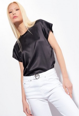 Pinko Stretch Satin Top LIMO BLACK | SN-PKO33321