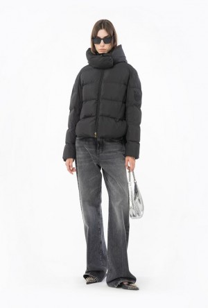 Pinko Technical Canvas Jacket With Hood LIMO BLACK | SN-PKO33640