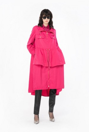 Pinko Technical Twill Parka With Flounce VENICE PINK | SN-PKO33608