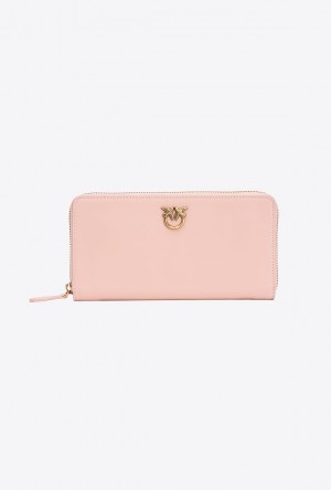 Pinko Zip-around Leather Purse PINK/DUSTY PINK-ANTIQUE GOLD | SN-PKO34281