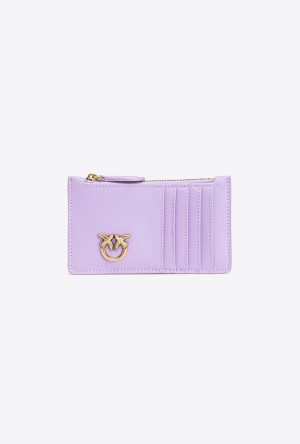 Pinko Zipped Chevron-patterned Card Holder PURPLE TULIP-ANTIQUE GOLD | SN-PKO34341