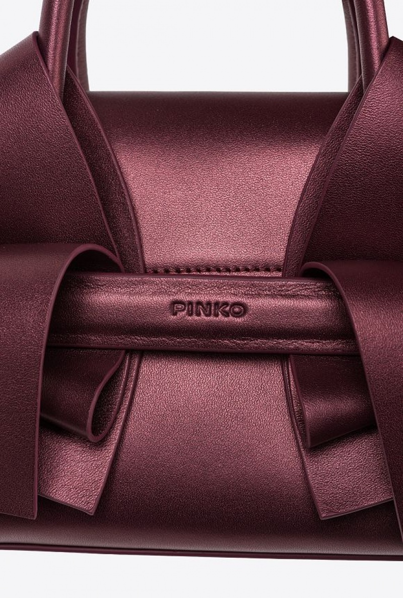 Pinko Aika Baby Purse In Pearly Leather INTENSE BERRY-OLD SILVER | SN-PKO32677