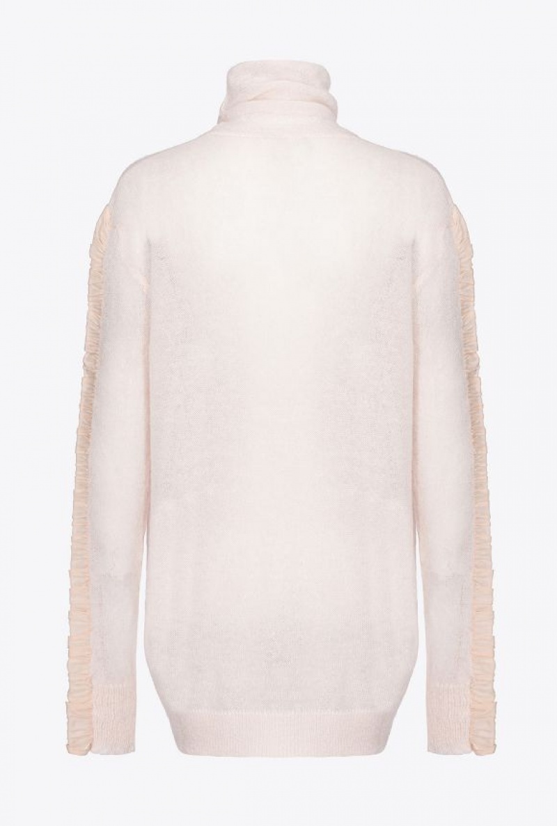 Pinko Alpaca-blend Turtleneck With Georgette NUDE - BABY | SN-PKO33509