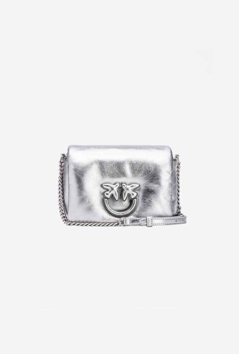 Pinko Baby Love Bag Click Puff Laminated SILVER-OLD SILVER | SN-PKO32568