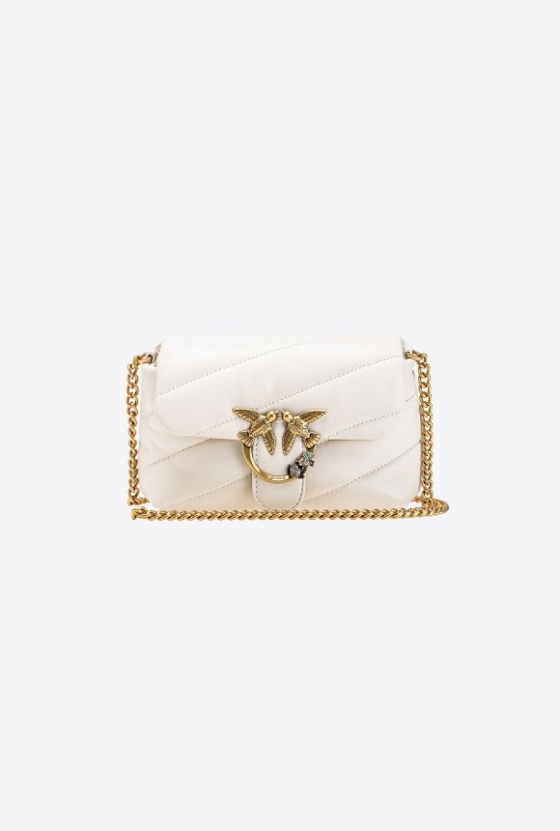 Pinko Baby Love Bag Puff Jewel WHITE+WHITE-ANTIQUE GOLD | SN-PKO32322