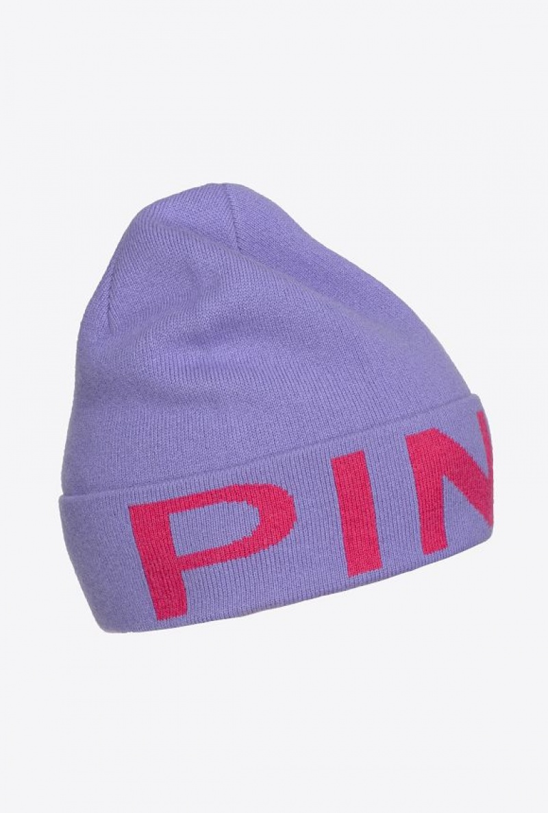 Pinko Beanie With Large Logo LILAC/FUSCHIA | SN-PKO34369