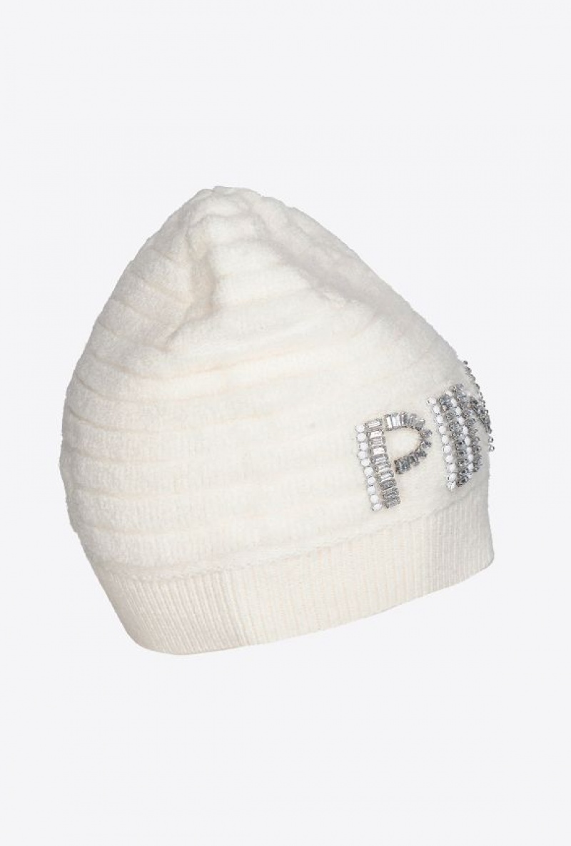 Pinko Beanie With Shiny Logo VANILLA ICE-CREAM WHITE | SN-PKO34371