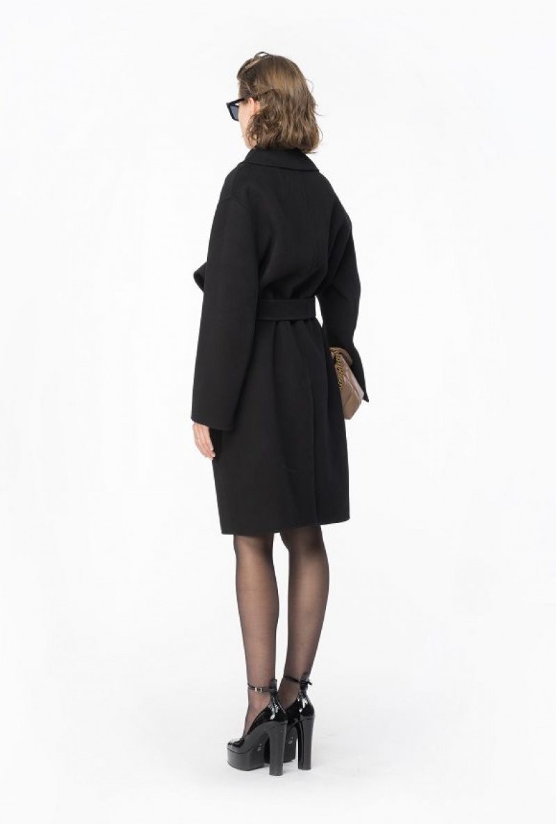 Pinko Belted Cloth Coat LIMO BLACK | SN-PKO33649