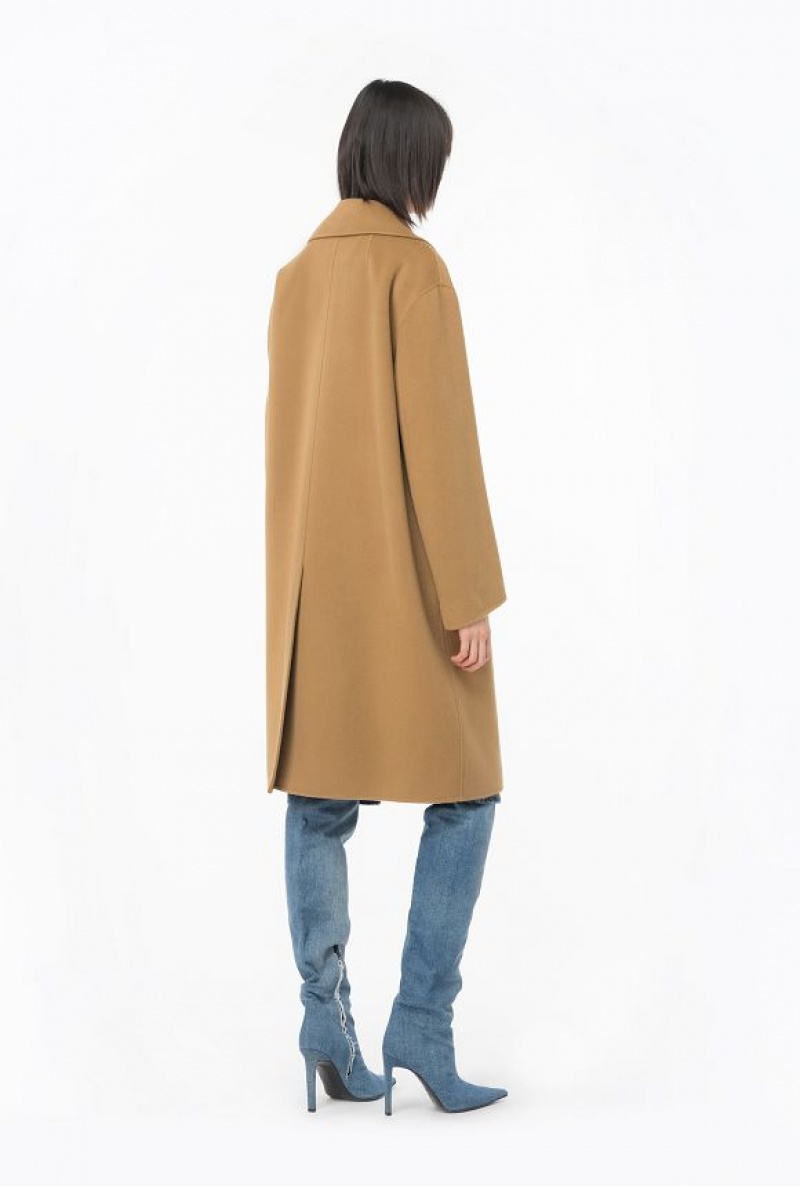 Pinko Belted Cloth Coat MOCHA CAMEL | SN-PKO33669