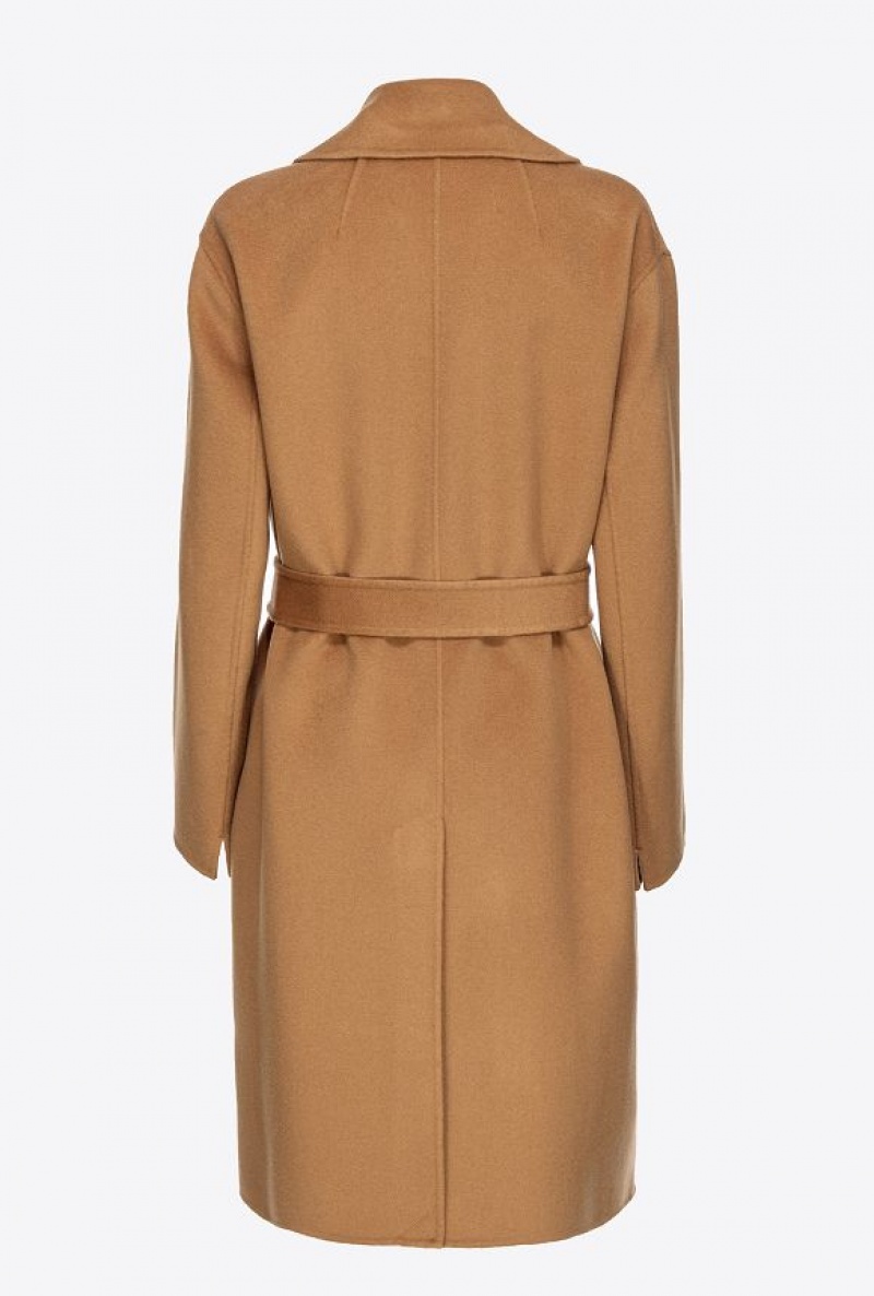 Pinko Belted Cloth Coat MOCHA CAMEL | SN-PKO33669