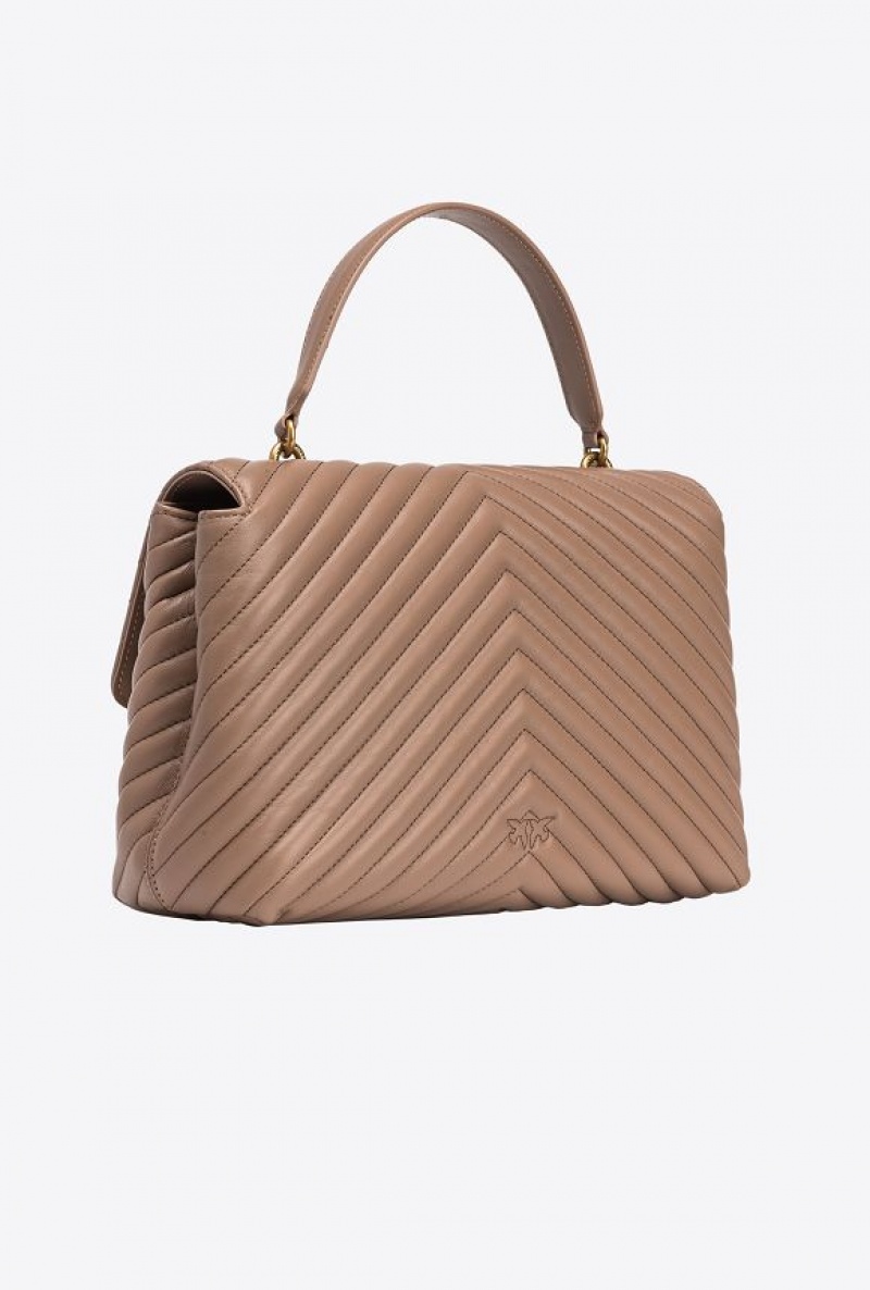 Pinko Big Lady Love Bag Puff Chevron GINGER BISCUIT-ANTIQUE GOLD | SN-PKO32481