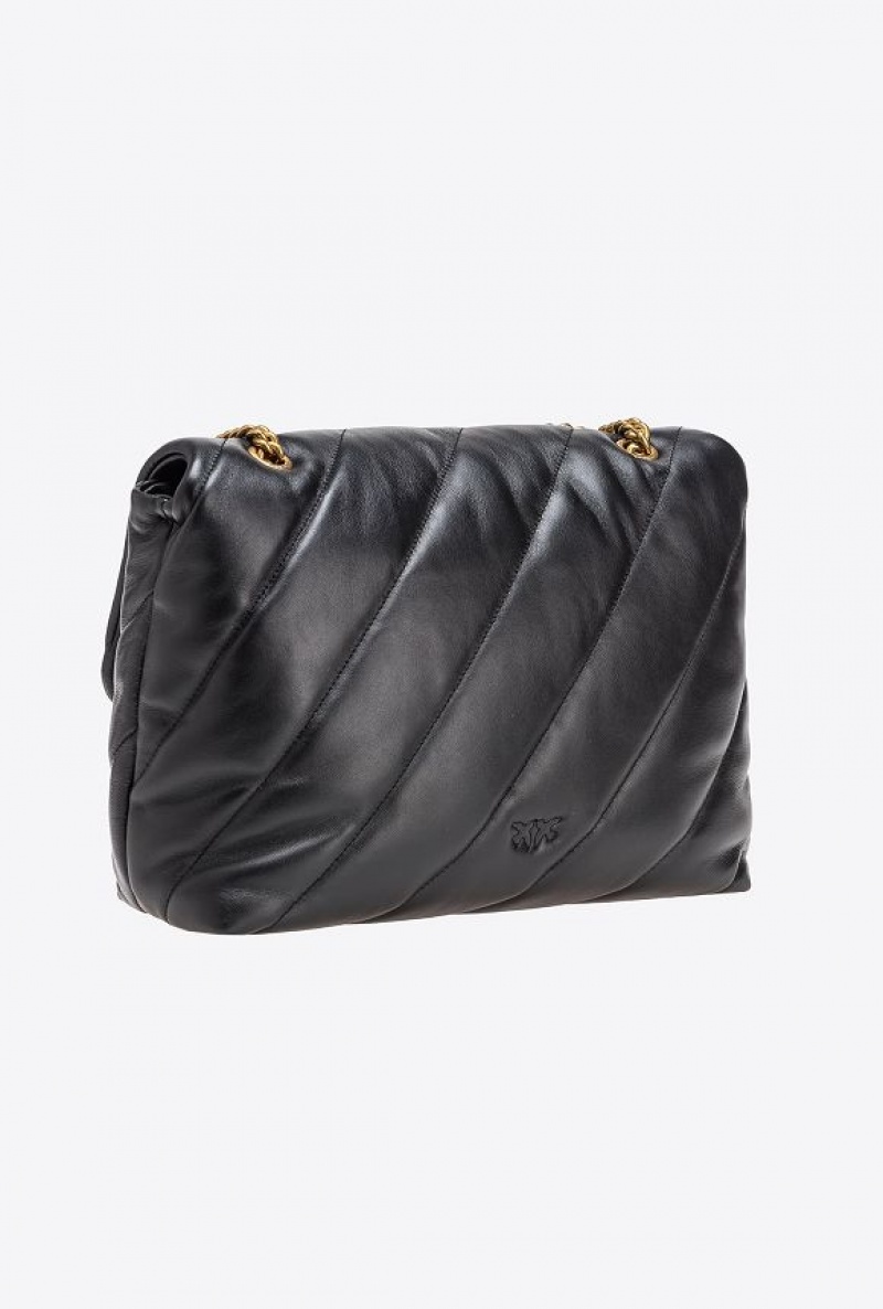 Pinko Big Love Bag Puff Maxi Quilt BLACK-ANTIQUE GOLD | SN-PKO32485