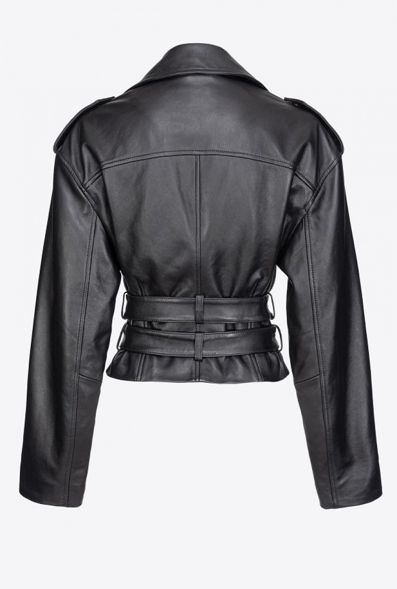 Pinko Biker Jacket With Double Belt LIMO BLACK | SN-PKO33604