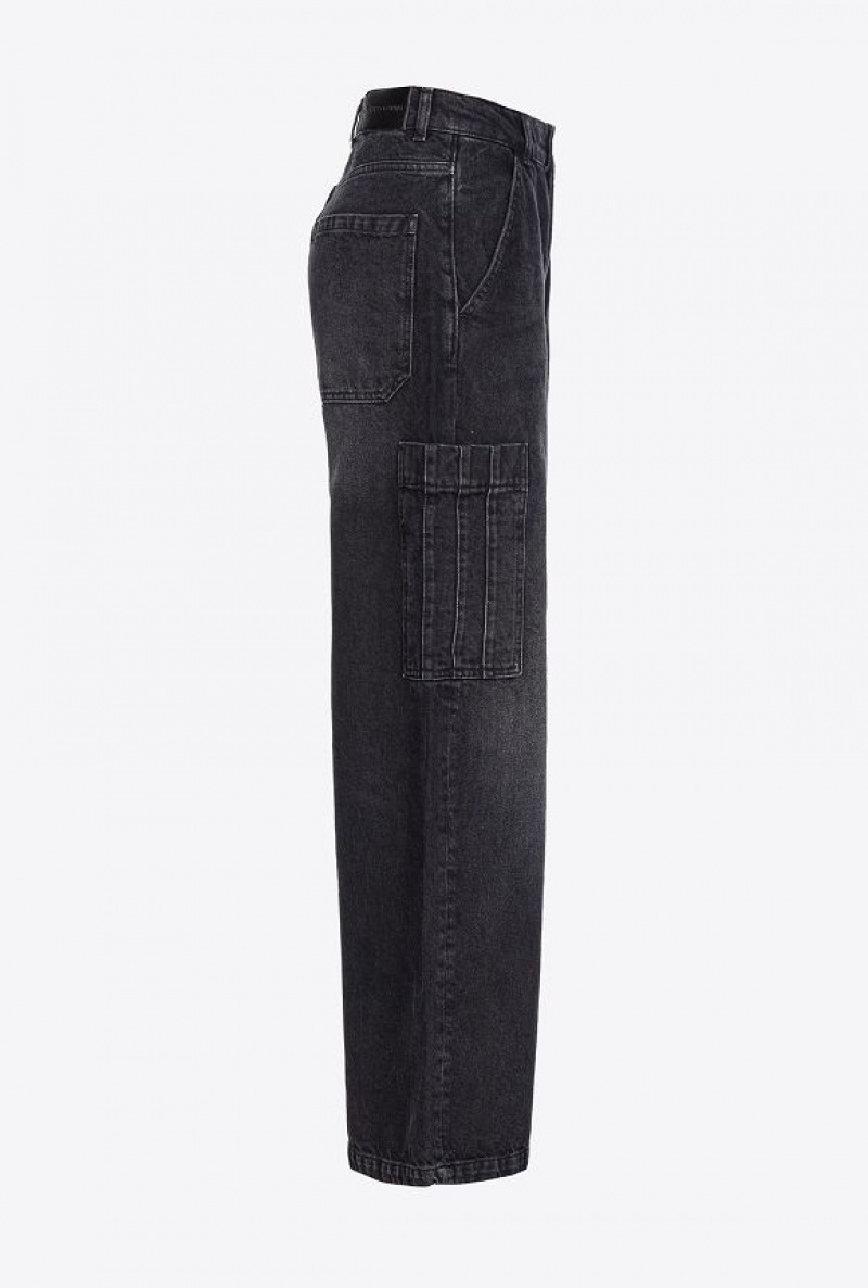 Pinko Black Denim Cargo Jeans LIMO BLACK | SN-PKO34036