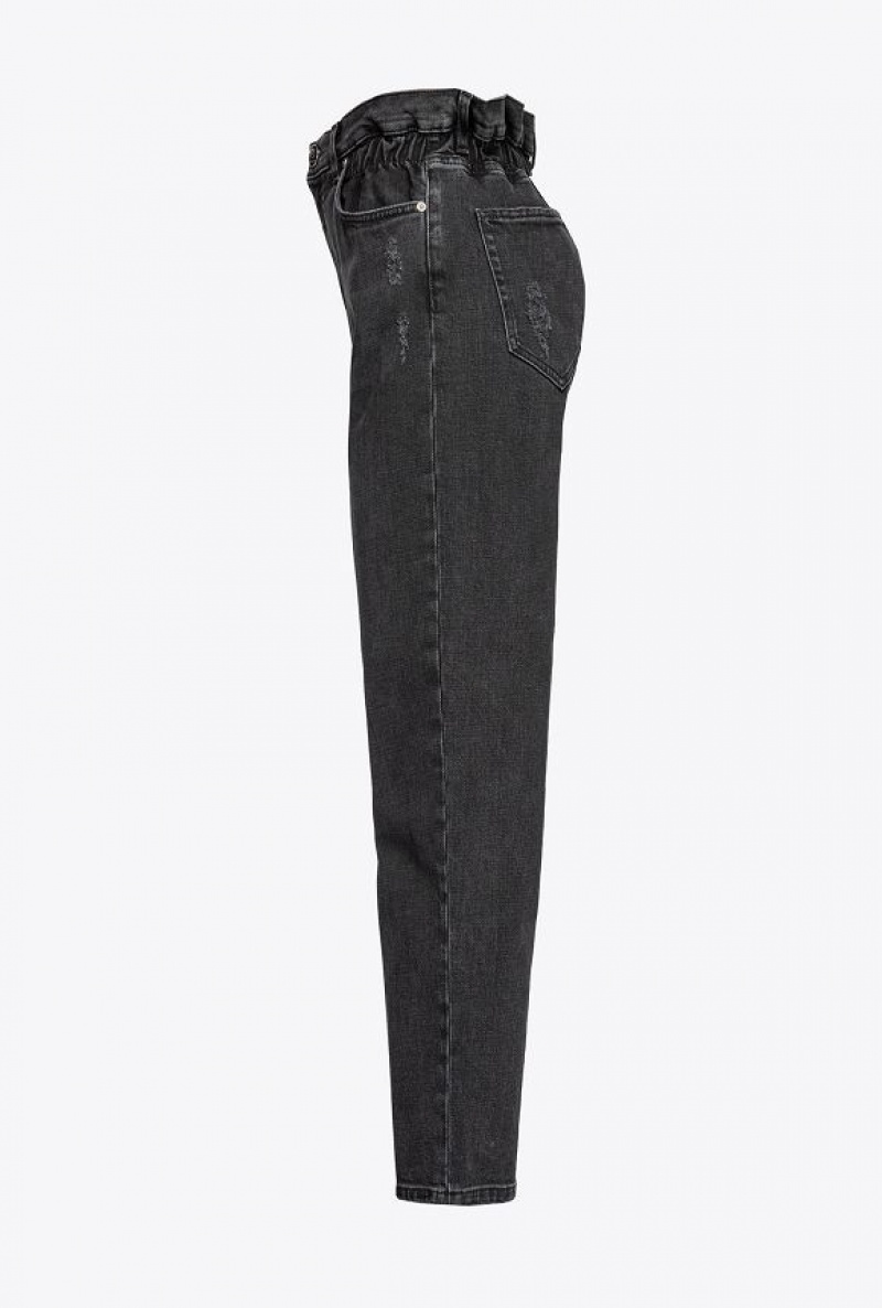 Pinko Black Mom-fit Denim Jeans LIMO BLACK | SN-PKO33995