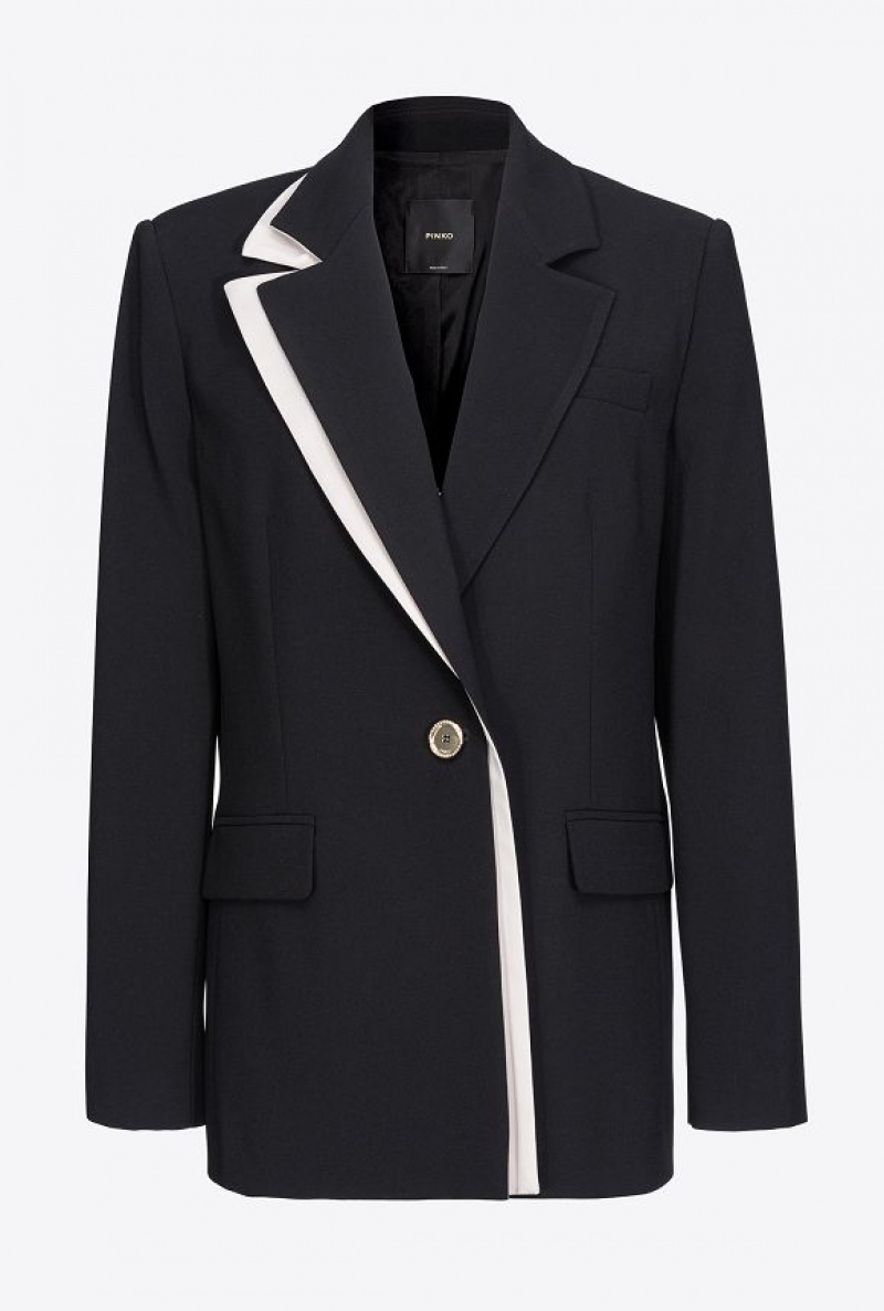 Pinko Blazer With Contrasting Detail BLACK/ECRU | SN-PKO33945