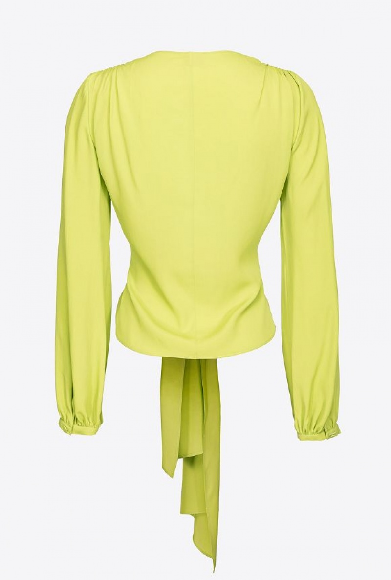 Pinko Blouse With Knot Detail LIME YELLOW | SN-PKO33196