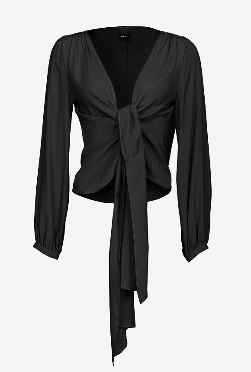 Pinko Blouse With Knot Detail LIMO BLACK | SN-PKO33198