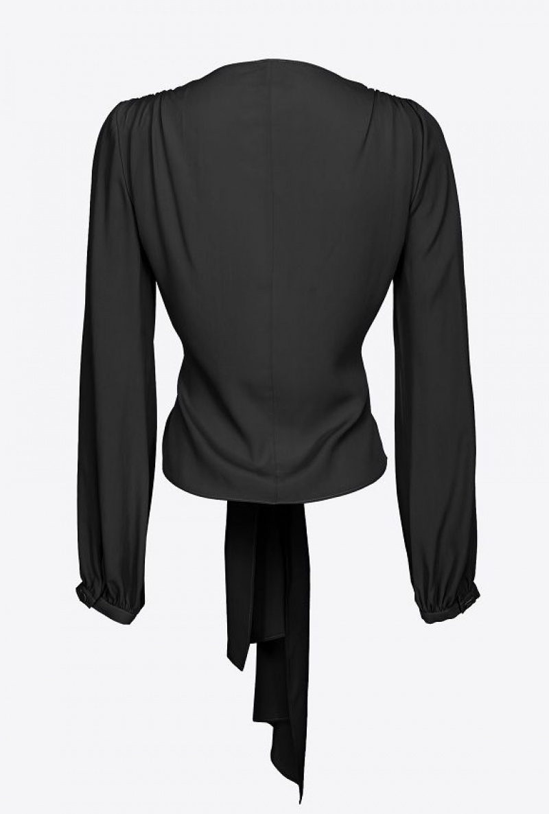 Pinko Blouse With Knot Detail LIMO BLACK | SN-PKO33198