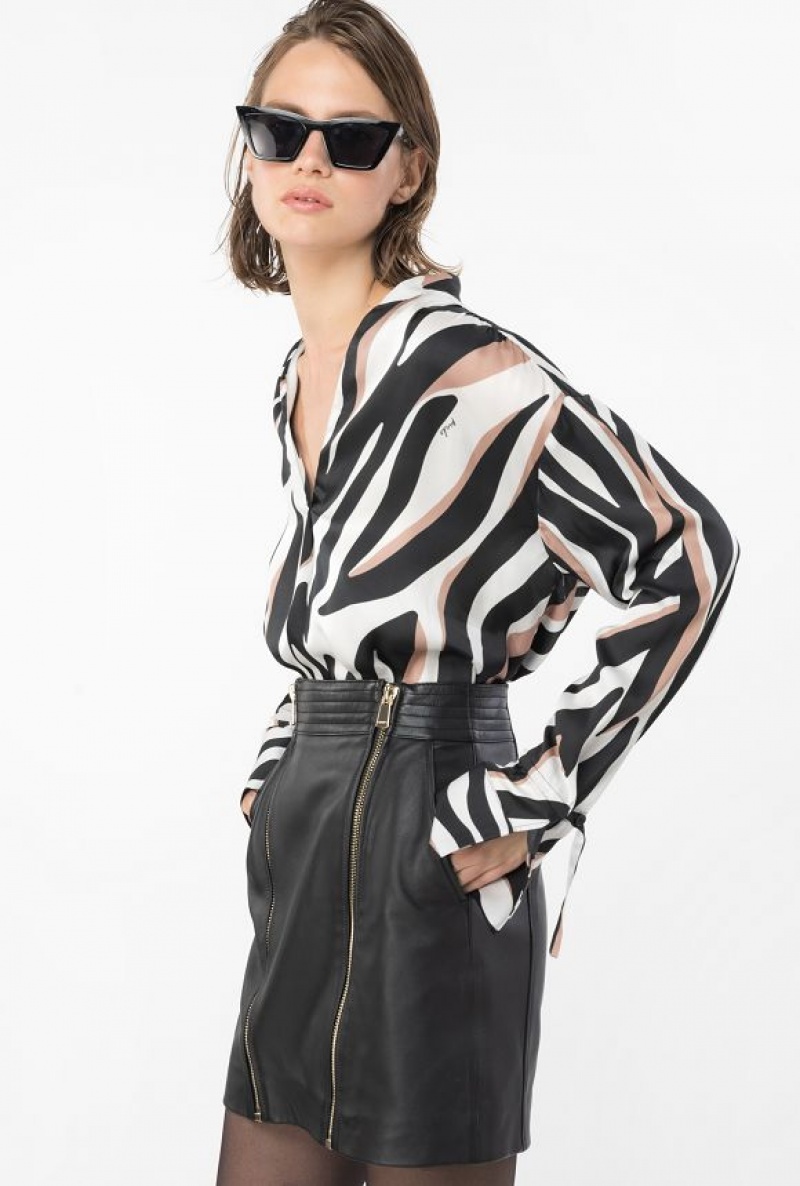 Pinko Blouse With Psychedelic Zebra Print WHITE/BLACK/ BEIGE | SN-PKO33200