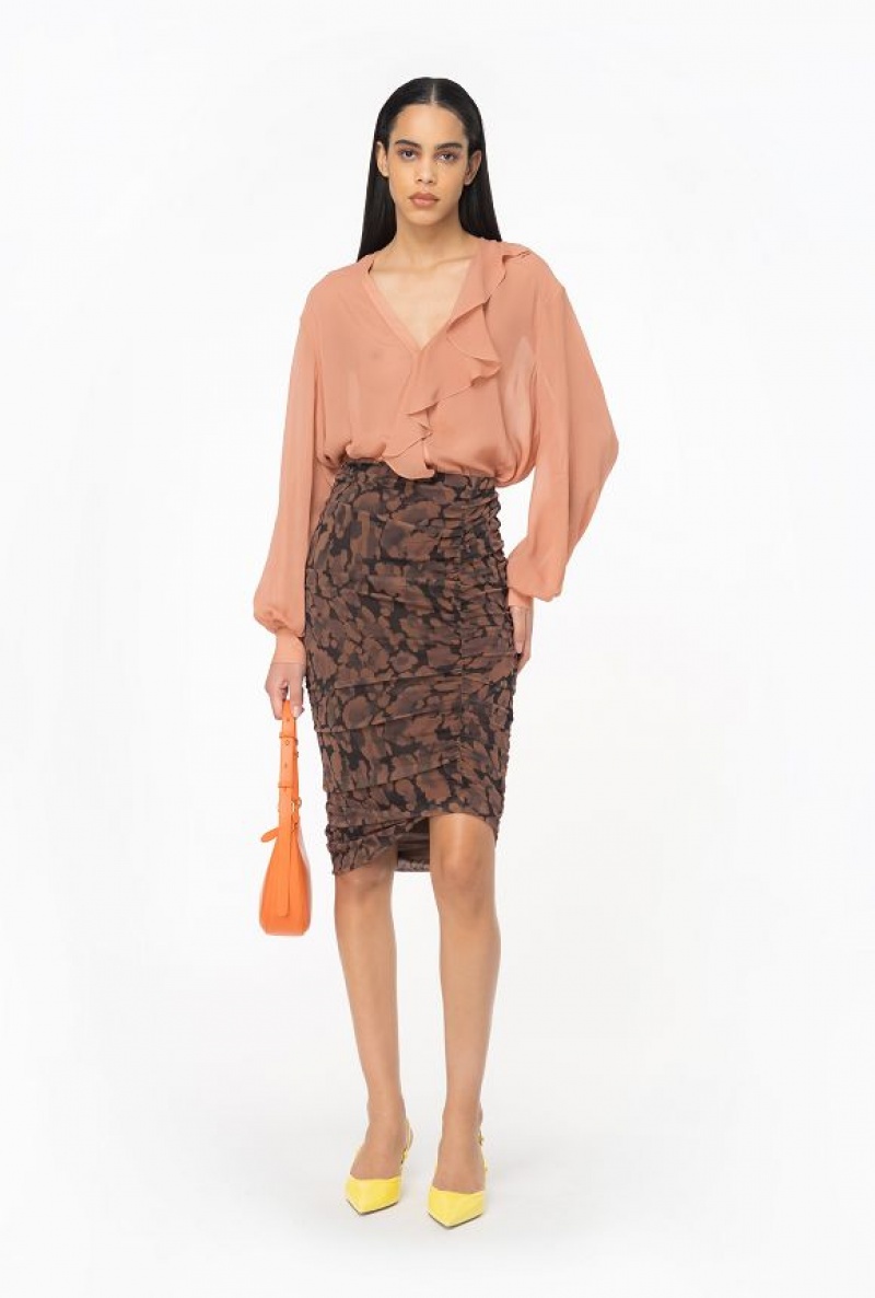 Pinko Blouse With Ruffled Detailing TERRACOTTA PINK | SN-PKO33193